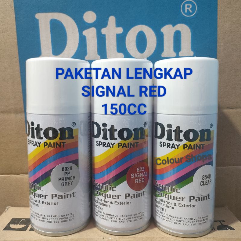 Pilok Cat Diton Signal Red 823 Primer Grey Epoxy 8020 Clear 8540 Paketan Merah Cabe 3 pcs 150cc Pilox Cat Semprot Diton Spray Paint