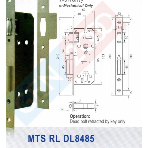 Lock Case Rumah Kunci Dekkson MTS RL DL 8485 Bodi Kunci Pelor