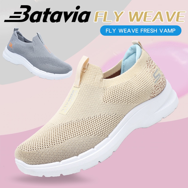 Batavia 2023 GROSIR sepatu kanvas wanita rajut sepatu wanita  sepatu tanpa tali hitam Sepatu Wanita Sport Women Sneakers khaki sepatu cowo sepatu pria sepatu pria ringan B25