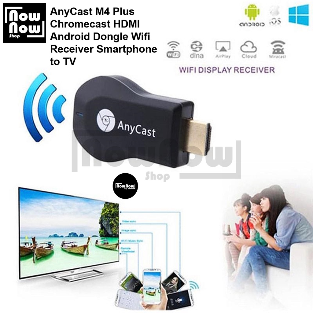 AnyCast M4 Plus Chromecast HDMI Android Dongle Wifi Receiver Smartphone to TV WIFI Display HDMI Receiver Penghubung TV HDMI Screen Mirroring Wireless Display