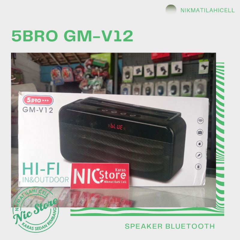 SPEAKER BLUETOOTH 5BRO GM - V12 RADIO Display 5BRO GM V12