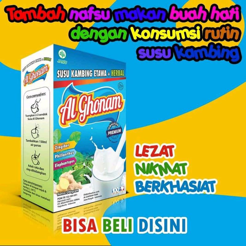 

Susu kambing etawa + herbal Al Ghonam isi 200gr