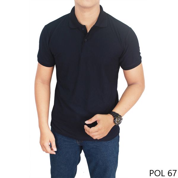 Kaos Polos Kerah Biru Navy 100% Cotton Pique  - POL 67