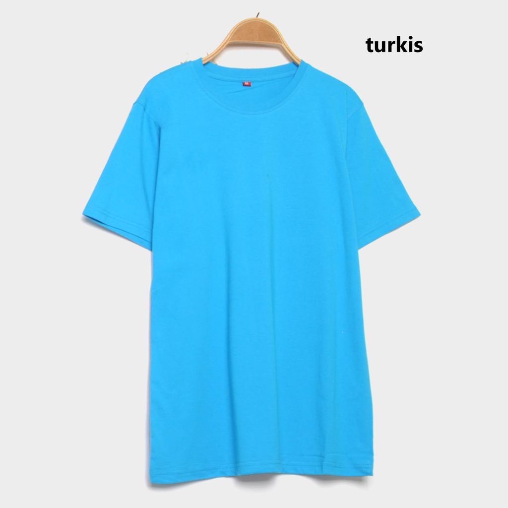 Kaos polos seragam Biru Turkish cotton combed 30s lengan pendek