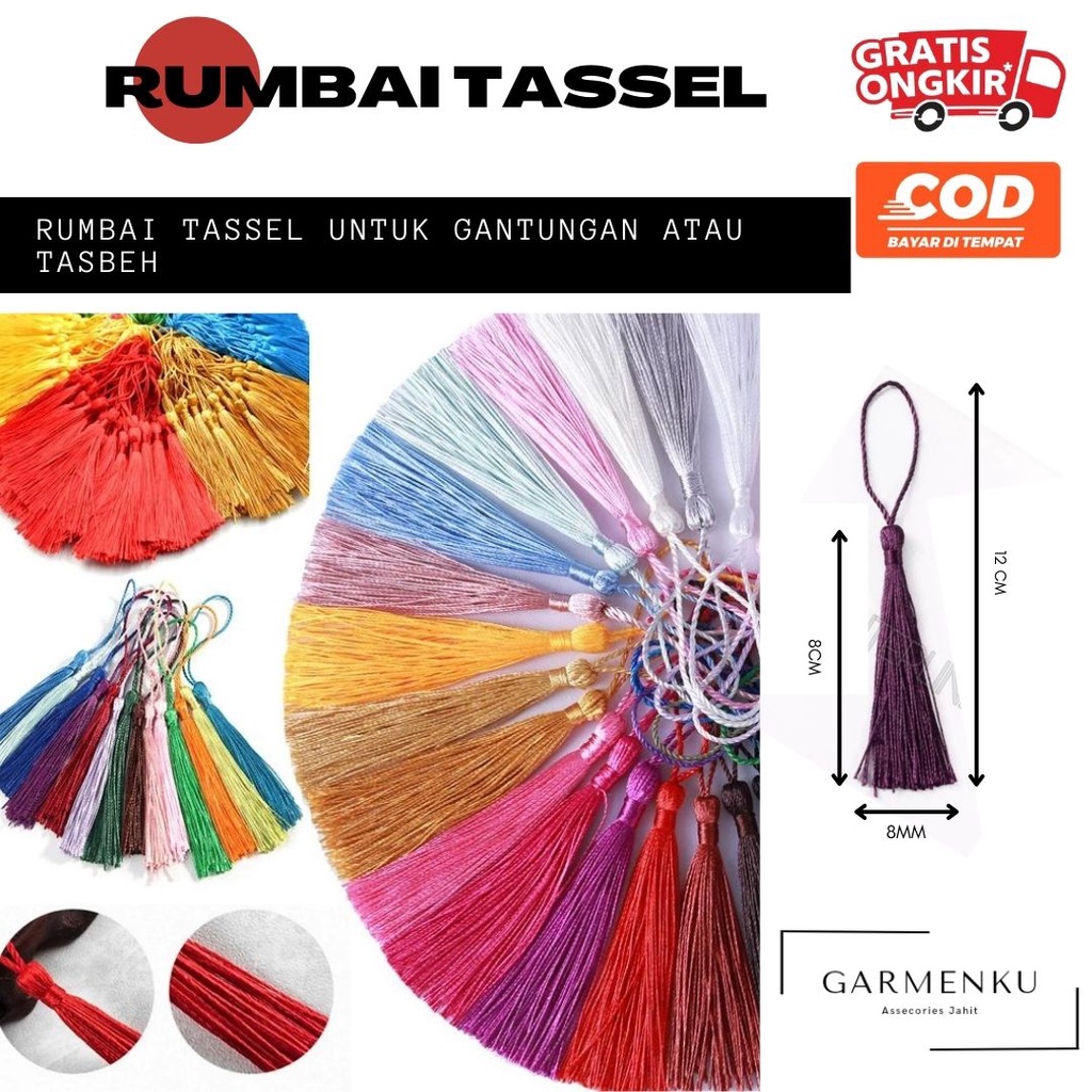 tassel . tassel gorden . tassel gold .tassel rumbai . Jambul ronce tasbih / sofa / hordeng / tasel