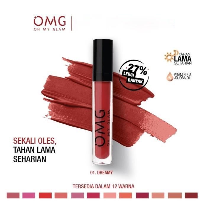 OMG OH MY GLAM Matte Kiss Lip Cream Lipstick Lipstik LIPCREAM ORIGINAL - 01 Dreamy