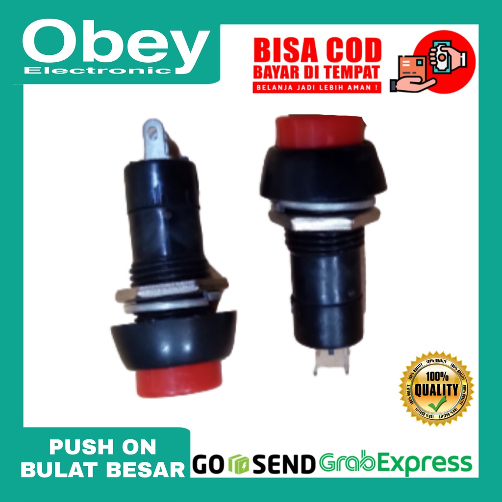 Switch Push ON-OFF Bulat Biasa- Saklar Push ON OFF Bulat Biasa