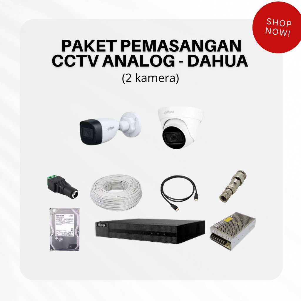 PAKET CCTV DAHUA 2 KAMERA / PAKET PEMASANGAN CCTV JABODETABEK
