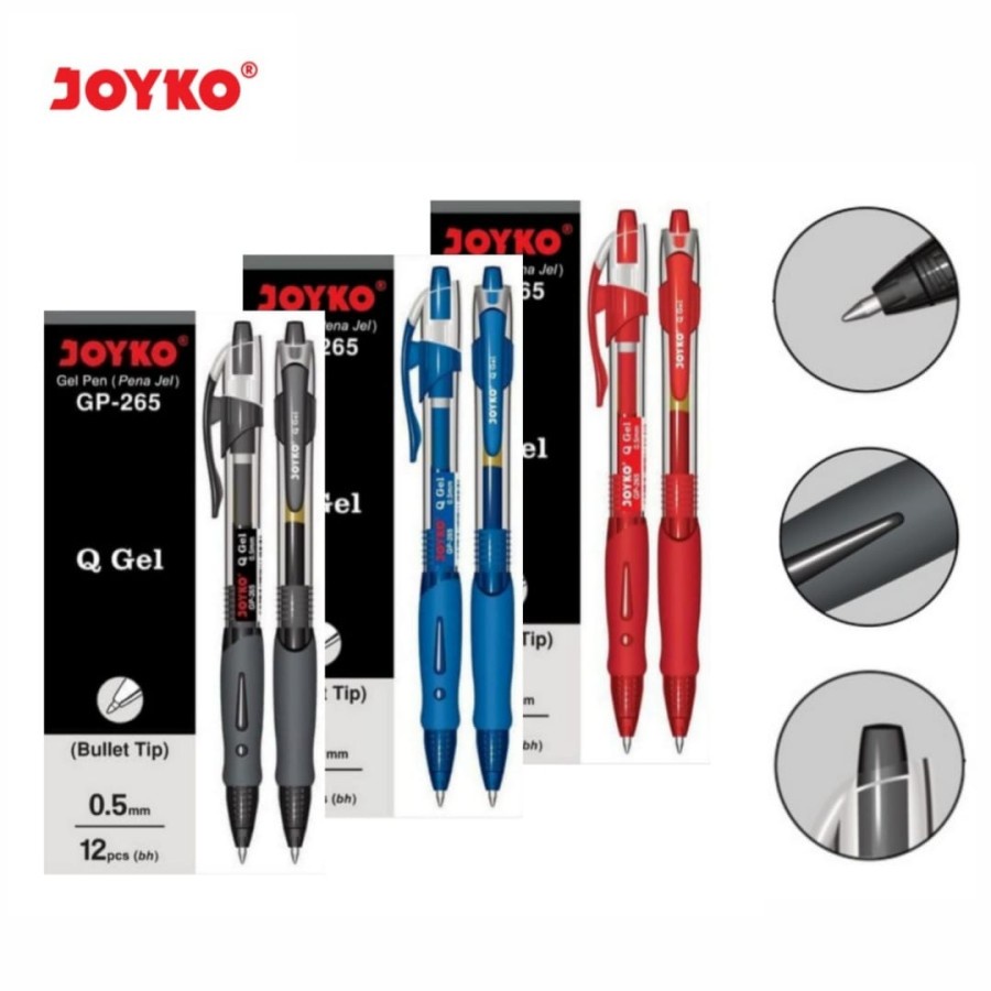 

[1 BOX / 12 PCS] Gel Pen Pulpen Pena Joyko GP-265 Q Gel 0.5 mm