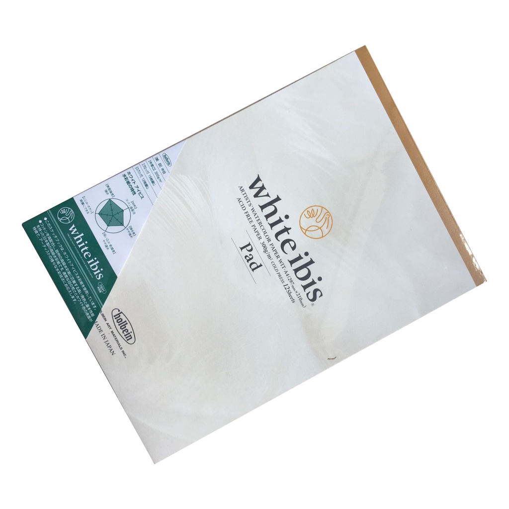 Holbein White Ibis Artist Watercolor Paper A4 (297mm x 210mm), 300gsm,12 Sheets