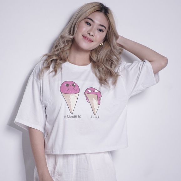 Yoru Basic T-Shirt ICE CREAM KURANG AC - Kaos Polos Lucu Cewek/Shirt