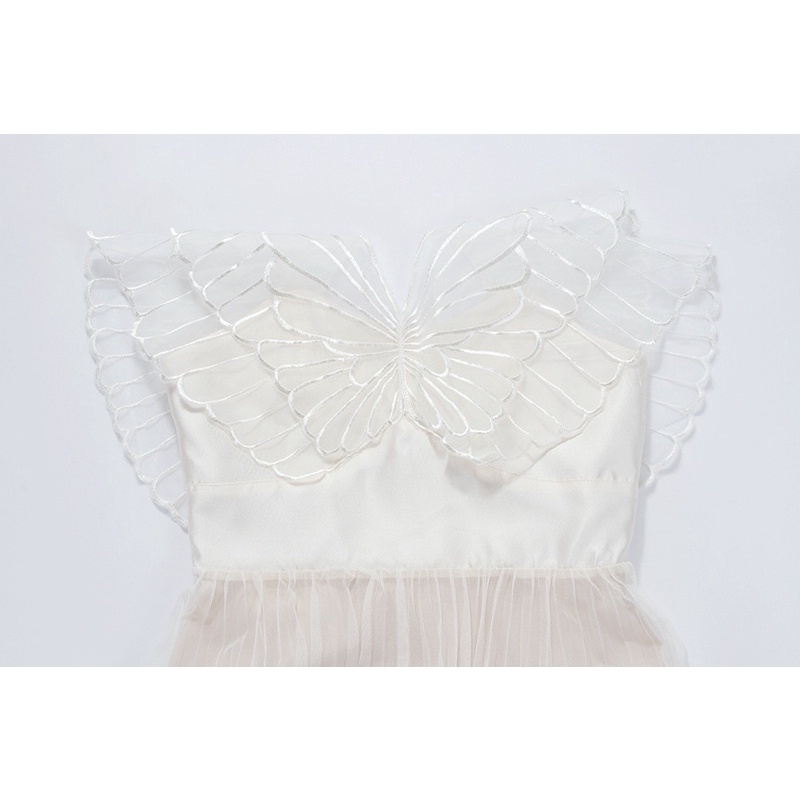 [Premium Series] 3D Butterfly Pleated Dress - Off White Dress Import Premium