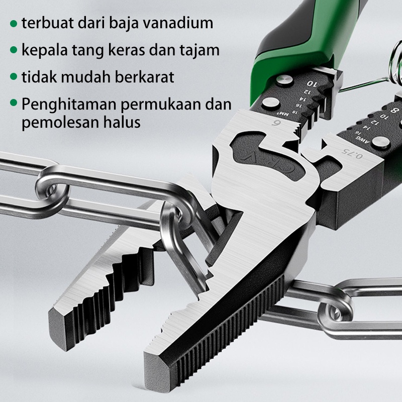 ISKU tang serbaguna multifungsi lengkap wire cutters tang potong kawat kabel listrik/tang kupas kombinasi 8 inch