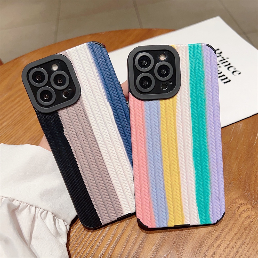 Soft Case Warna Permen Pelangi Untuk iPhone 14 13 12 11 Pro Max 14 Plus 7 8 Plus X Xs Max XR