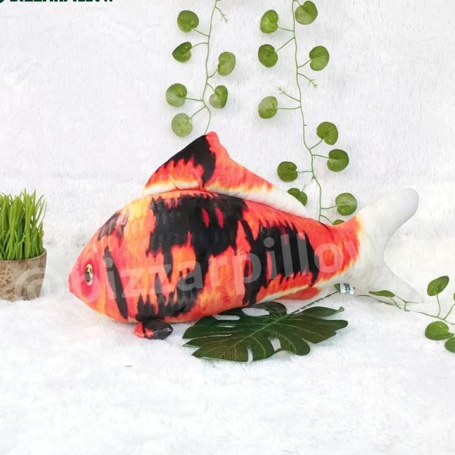 Bantal Bentuk Ikan Koi Velboa Printing - M-oren