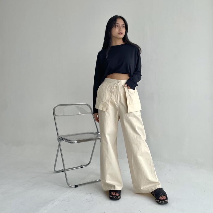 Peach Poppy GISELLE Big Pockets Premium Culottes Pants - Celana Panjang Kulot Wanita Katun Premium