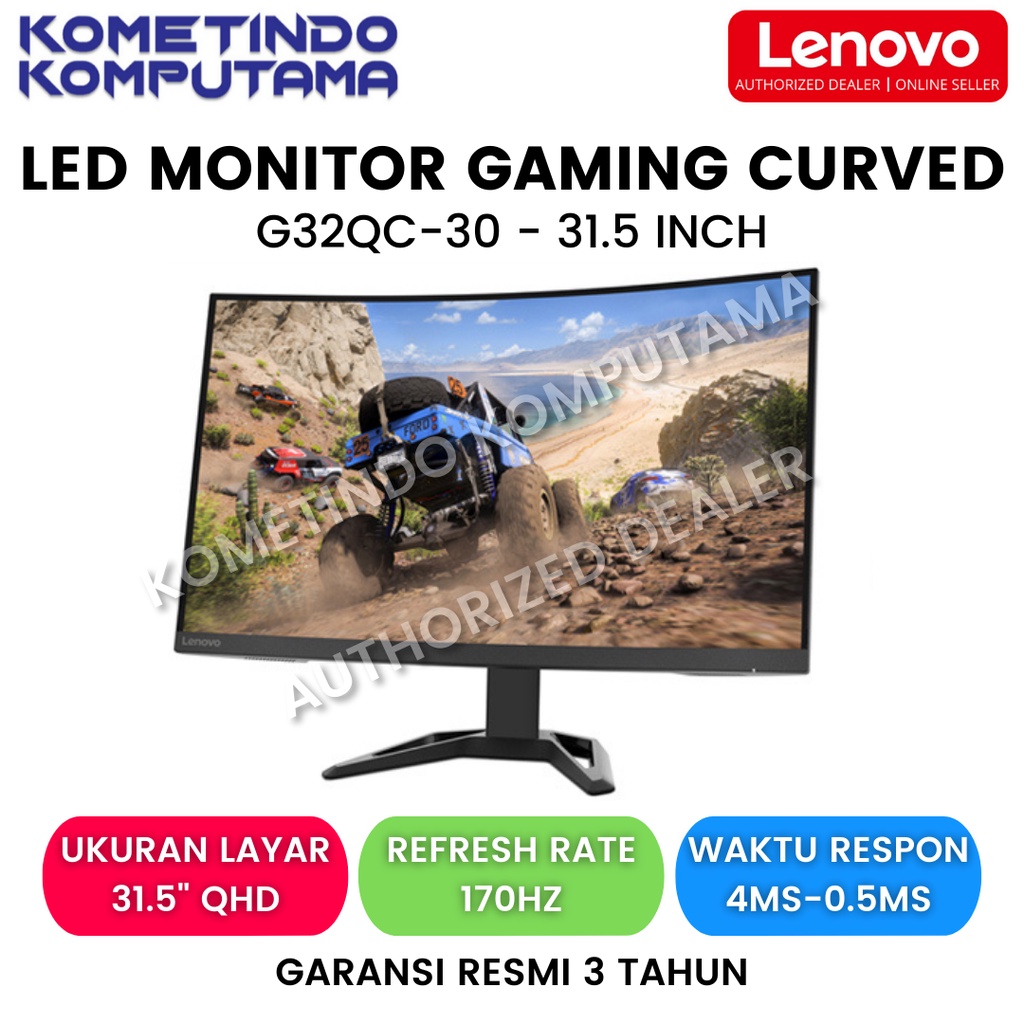 G32qc-30 31.5&quot; LED Monitor Gaming Lenovo CURVED QHD DP HDMI 170Hz 119%sRGB 32&quot; - Garansi Resmi ORIGINAL 100%