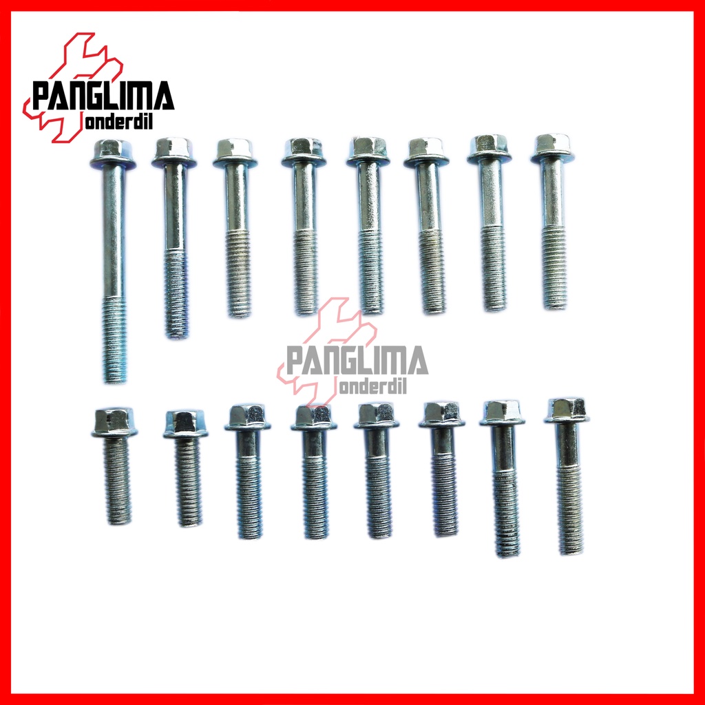 Baut Blok Mesin Kanan Kiri RX King Lama-Old  Kunci T 8  16 Pcs-Biji Block Mesin-Cover Crankcase-Krengkes-Crengkes-Crank-Kreng Case-Kes