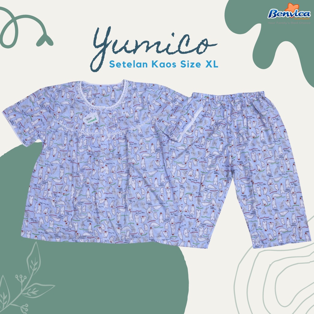 BAJU TIDUR CELANA PENDEK 3/4 XL KAOS PREMIUM YUMICO BANYAK MOTIF - C