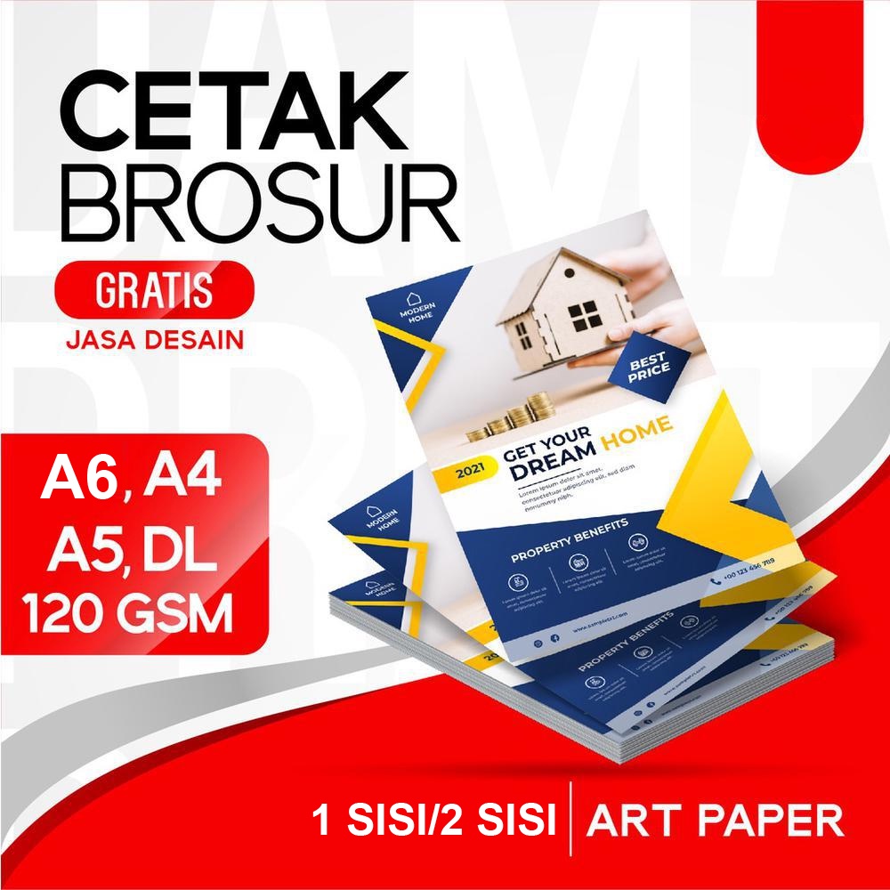

Cetak brosur flyer A5 A6 DL custom - 1 Sisi/ 2 sisi