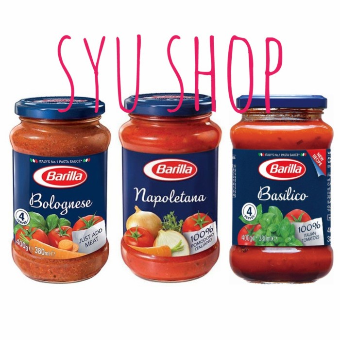 

BARILLA BOLOGNESE BASILICO NAPOLETANA PASTA SAUCE 400 GR
