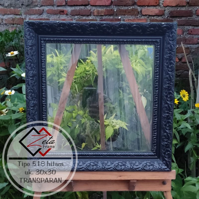 Tipe 518 Hitam Transparan uk. 30x30 - Pigura Mahar Ukir Hitam Transparan - Pigura 3D