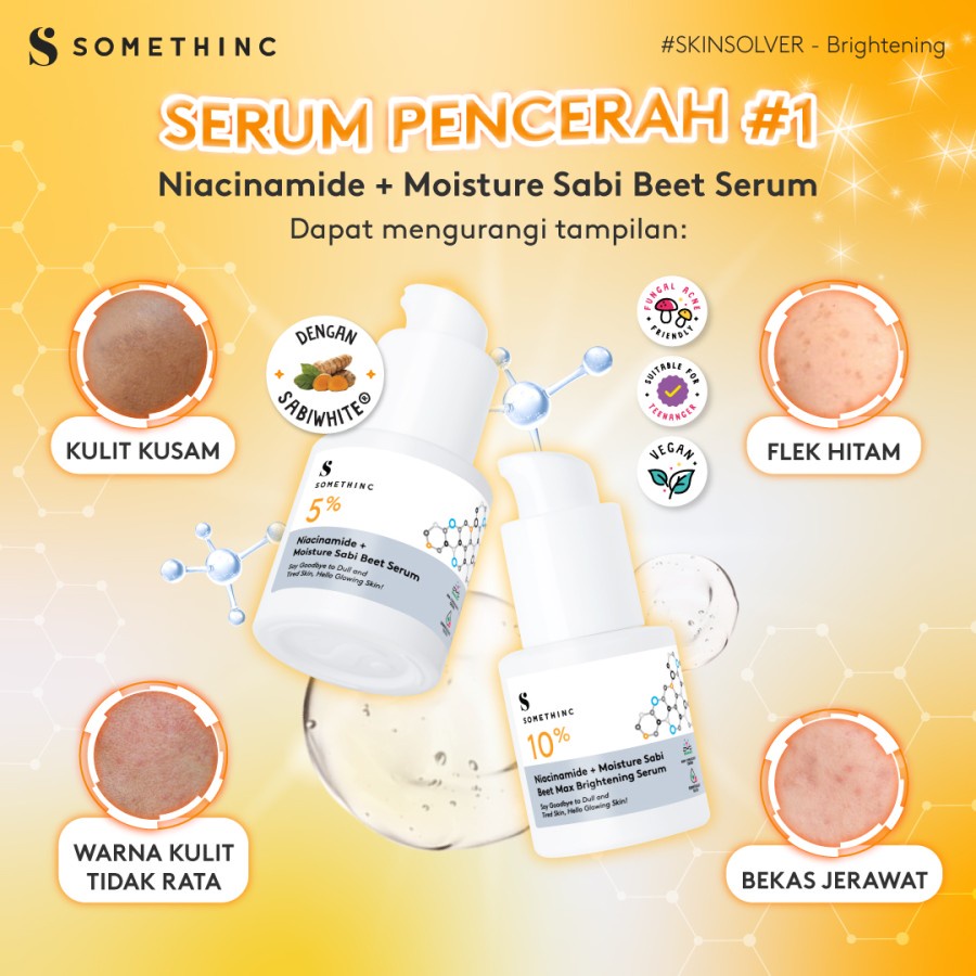 SOMETHINC 5% dan 10% Niacinamide + Moisture Sabi Beet Max Brightening - Serum Kulit Cerah Maksimal (Normal)