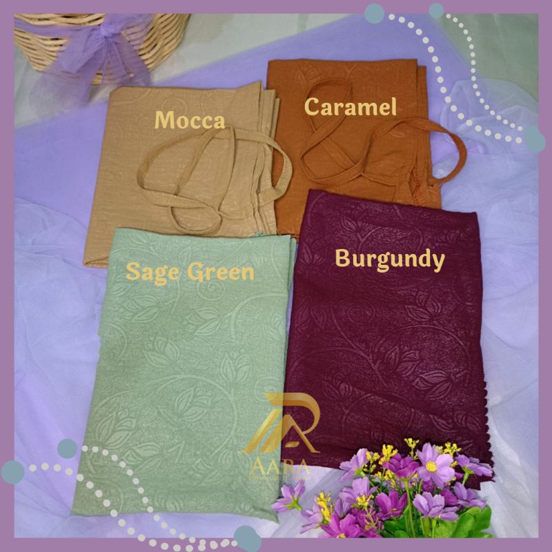 Bergo Siria Tali Crinkle Tebaru Motif Bunga Embos Laser Cutt