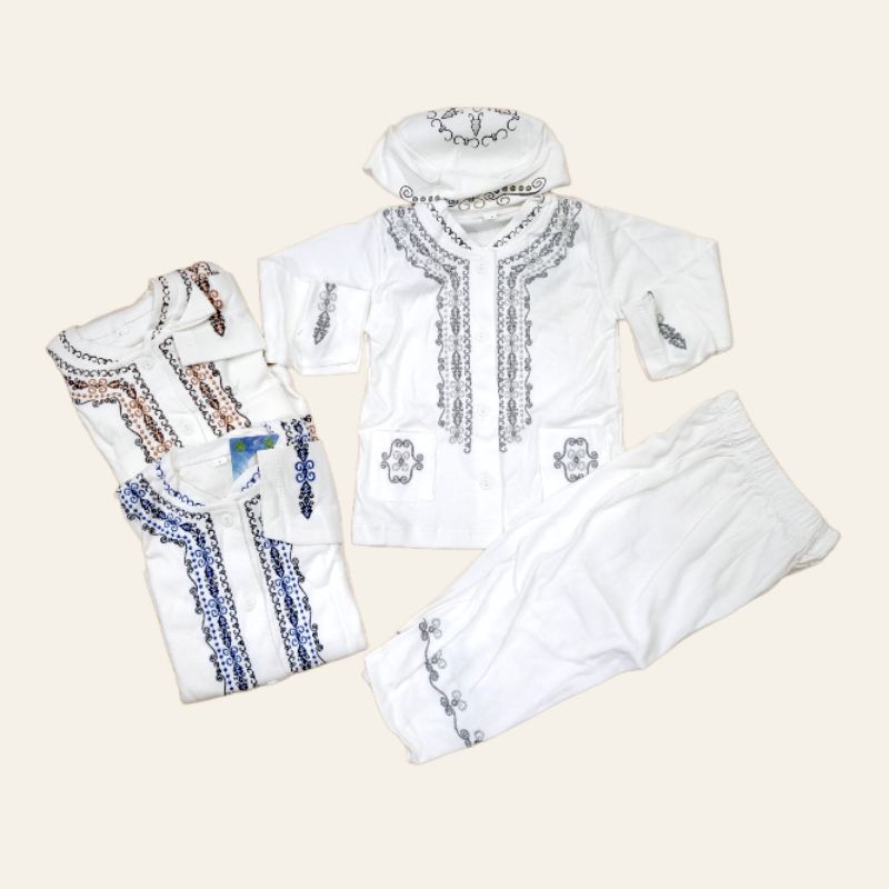 Baju koko set putih anak bayi laki-laki