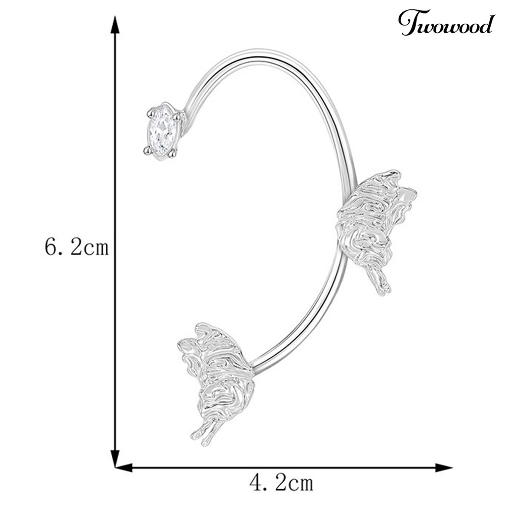 1 Pc Anting Klip Tanpa Tindik Desain Kupu-Kupu Aksen Berlian Imitasi Untuk Wanita