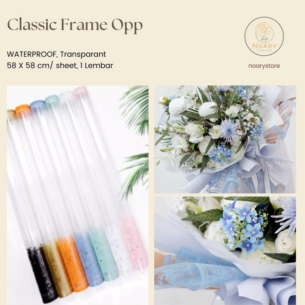 Classic Frame Opp Kertas Bunga Wrapping Cellophane Paperwrap Buket Bunga Bungkusan Bunga / Flower Wrapping / Cellophane / Wrap / Kertas Bunga / Kertas Kado / Flower Paper / Kertas Grosir / Kertas Import / Kertas Cellophane / Florist / Buket Bunga / Floris