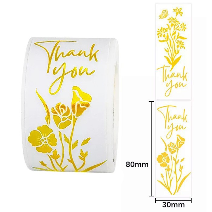 

Sticker Thank You Gold Foil Label Dekoratif Kado Bingkisan Hampers Jar Toples 8 x 3 cm (1 Roll/ 120 pcs)