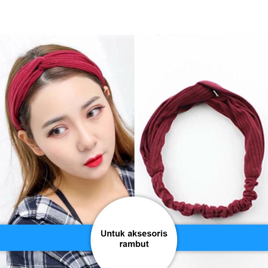 Bando Wanita Simple Korean Style / Bandana Simpul Fashion Wanita Bandana Rajut Bentuk Silang Aksesoris Rambut Wanita Bando Silang MatteTwist Headband