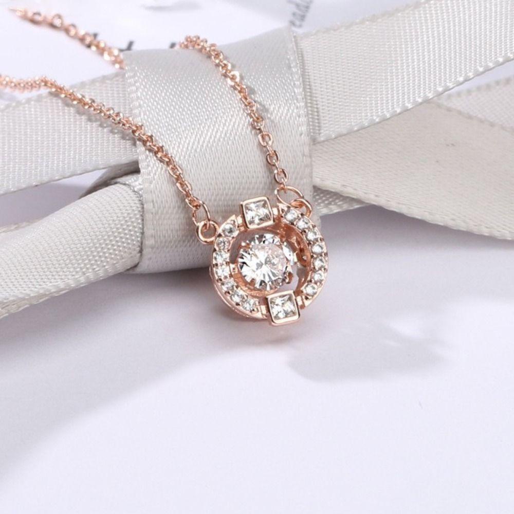 Mxbeauty Wanita Kalung Hadiah Ulang Tahun Shinny Mewah Elegan Perhiasan Fashion Indah Zirkon Liontin