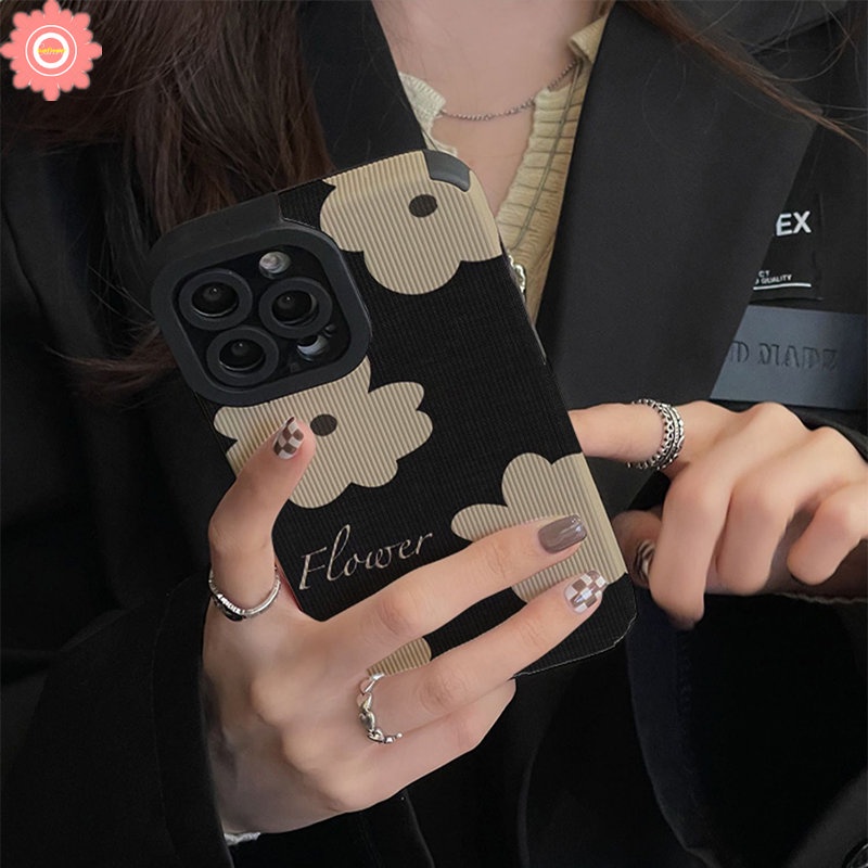 Soft Case Silikon Tekstur Kulit Bunga Retro Vintage Untuk iPhone 11 13 12 Pro Max 14 XR 7 8 Plus 7Plus X XS Max 13 14 Pro Max