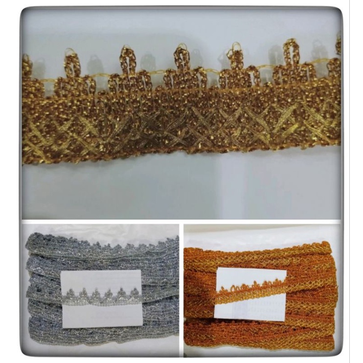 Renda warna emas atau perak