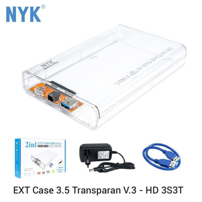 Casing HDD External 3.5 sata Eksternal External 3,5 inch case 3.0 Transparan