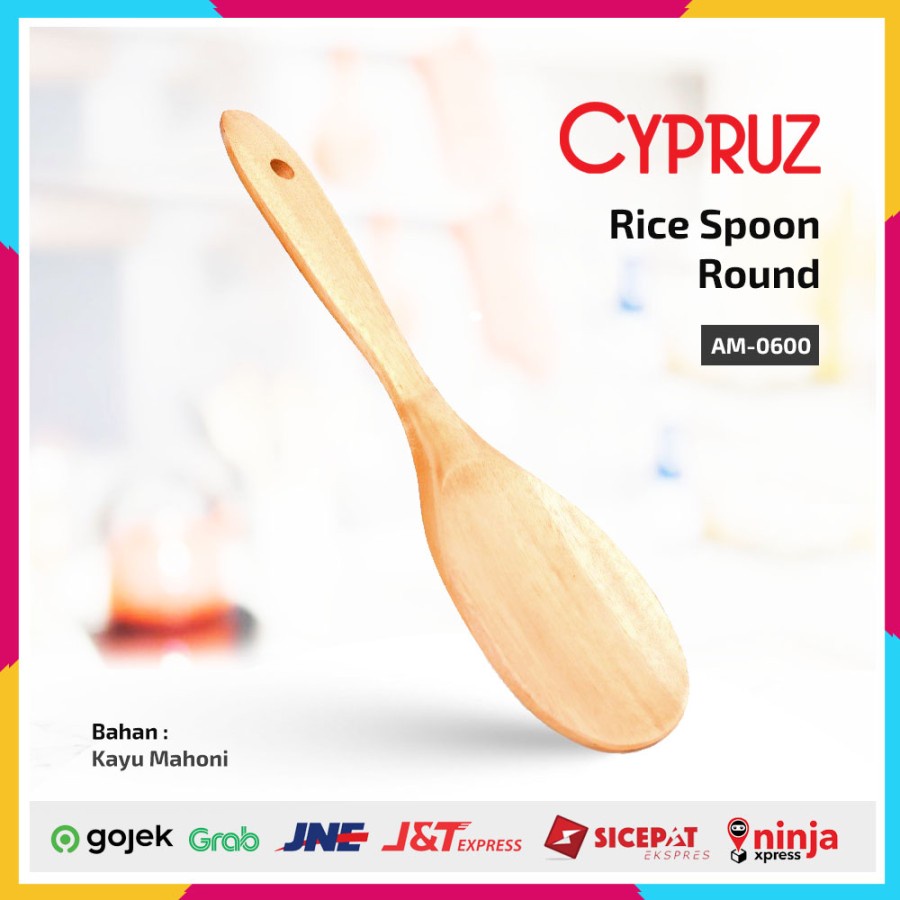 Cypruz Centong Nasi Bundar Kayu Mahoni / Rice Spoon AM-0600