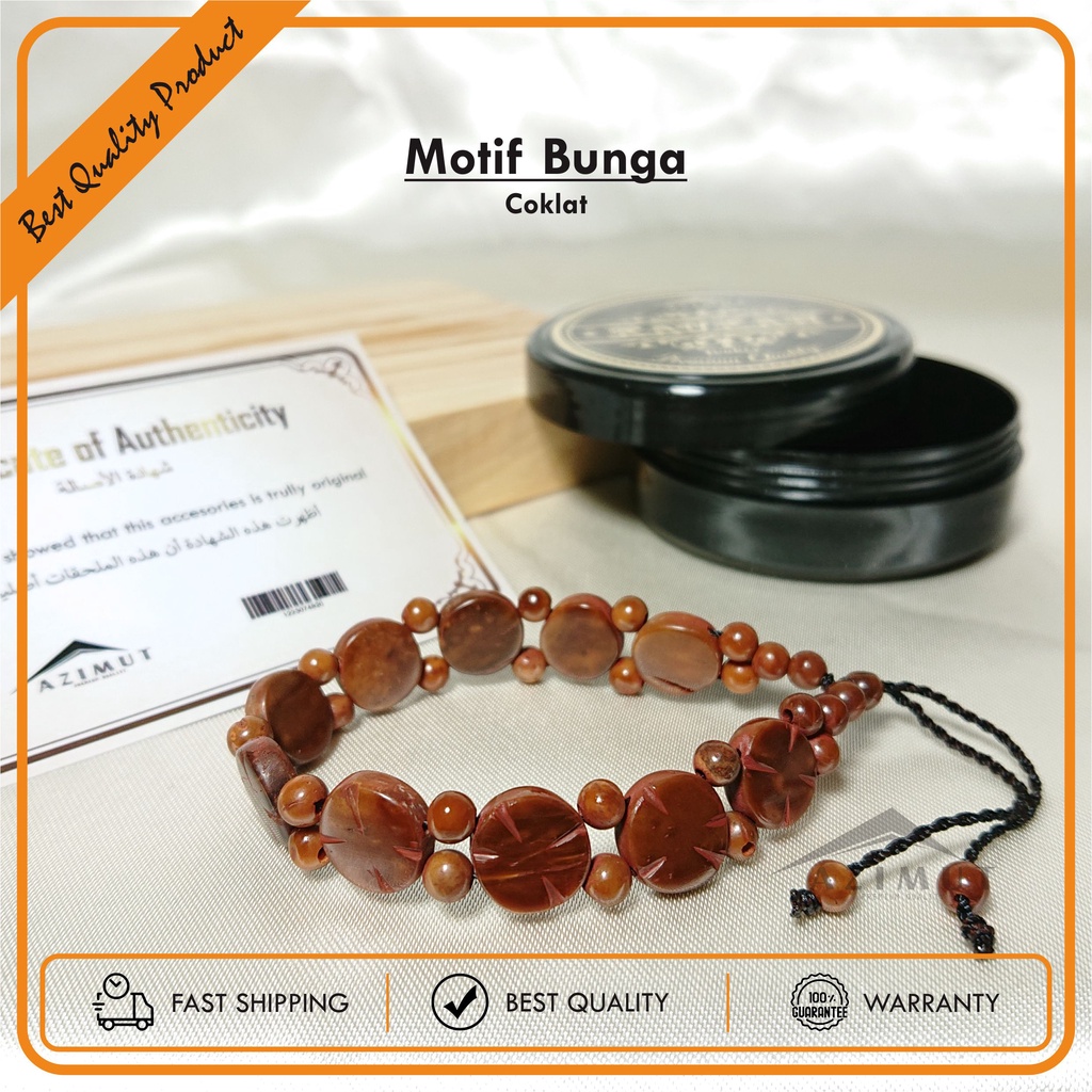 Gelang Kaokah asli Bersertifikat | Gelang kayu kokka motif bunga | kaukah azimut