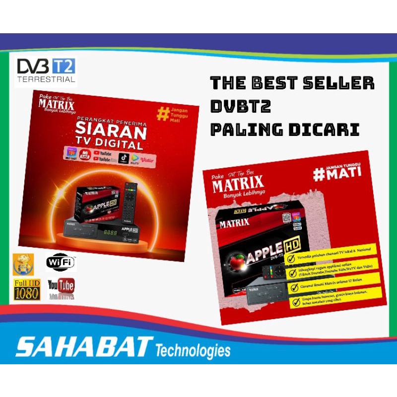 Matrix Apple Merah dan Silver STB DVBT2 Siaran Digital UHF