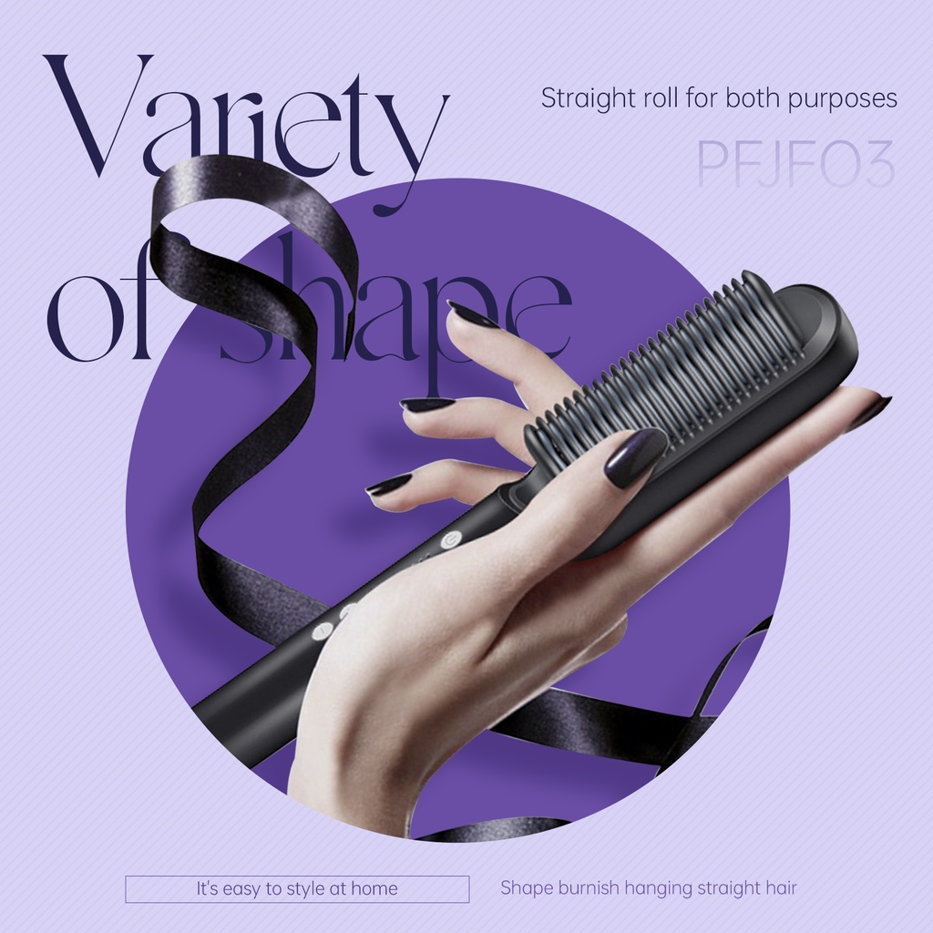 Perfin PFJF03  Pelurus Rambut Catok Sisir Listrik Hair Straightener Curler 2 in 1