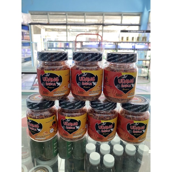 UDANG BARCA Pro++ [SUPER RED-YELLOW COLOR ENHANCER] UDANG KERING 30 gr  - Pakan Ikan Channa, Arwana,