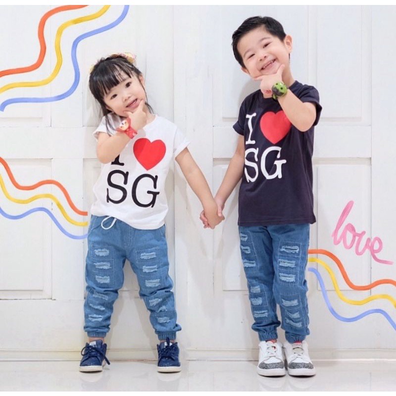 (1-5 Tahun) Ripped Jogger Jeans / Universal Anak Laki Perempuan Bahan Denim Celana Panjang Levis Lepis Denim Pants Sobek Jins Korea Kualitas Import  Kiosbalitaaprillia