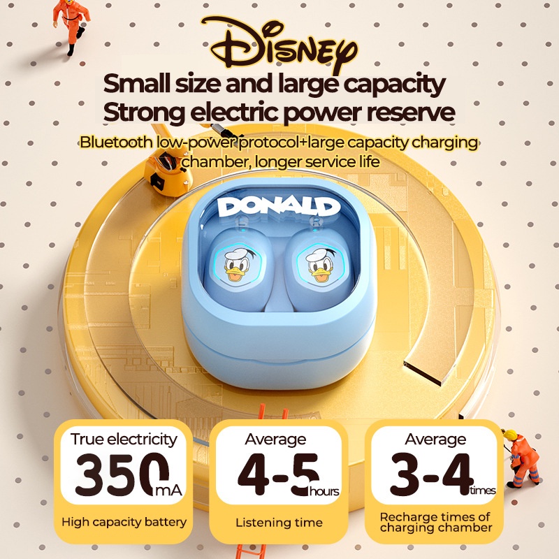 100% Ori Disney Headset Bluetooth 5.3 Kartun Mini TWS Earphone with Mikrofon  HIFI Stereo Earbuds untuk Android IOS