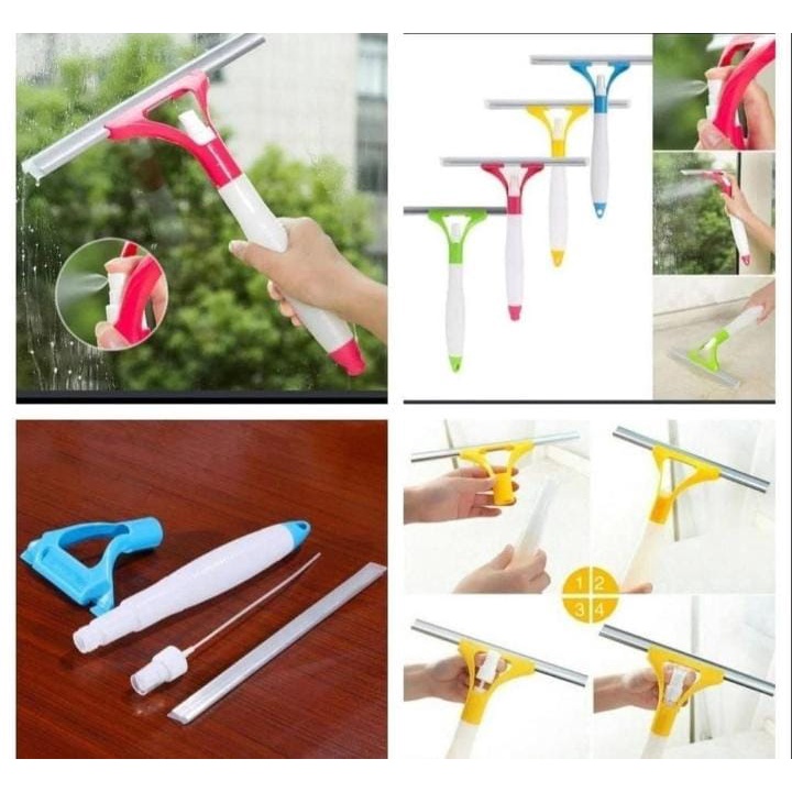 Alat Pembersih Kaca Spray / Spray window cleaner 2 in 1 / wiper pembersih kaca serbaguna