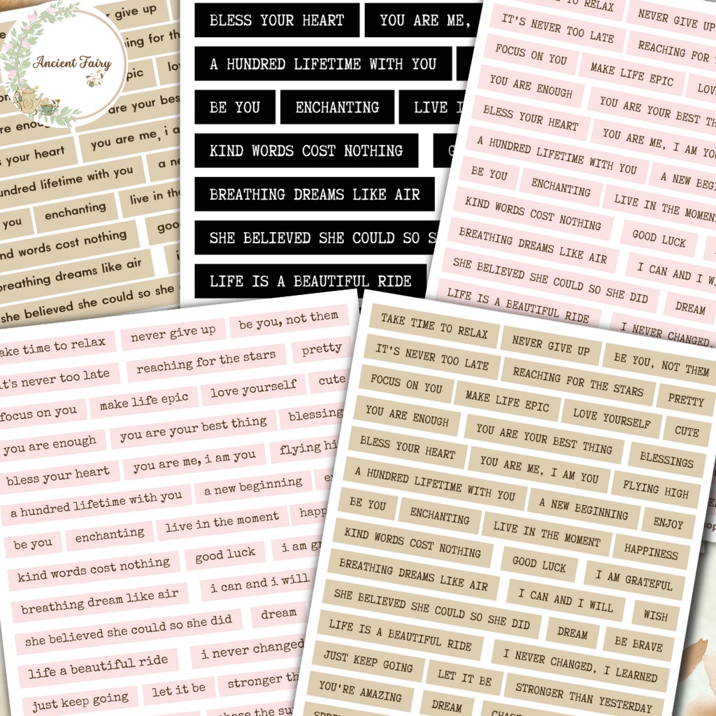 

[ancientfairy] Sticker quotes phrases aesthetic for journaling, stiker kata-kata aestetik untuk journal, scrapbook, stiker deco bulat jurnal notebook agenda, hiasan dekorasi diary, catatan estetik