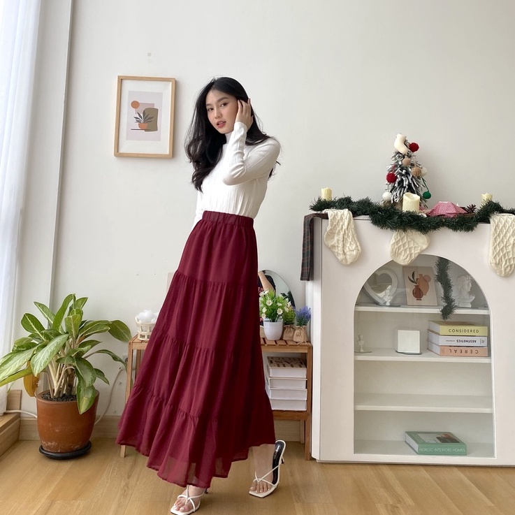 Yeji Long Skirt - Skirt Casual - Rok Panjang Wanita - Korean Skirt