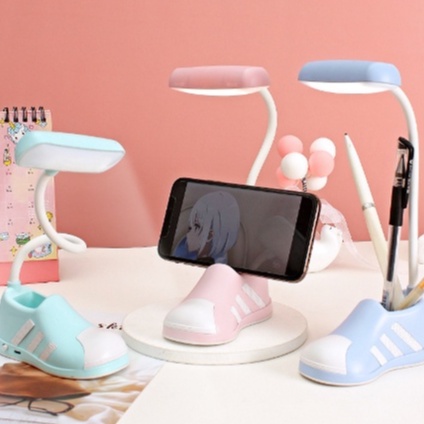 Lampu Belajar Meja Sepatu Bisa Stand HP Tempat Pulpen Pensil Fleksibel Sistem Charging