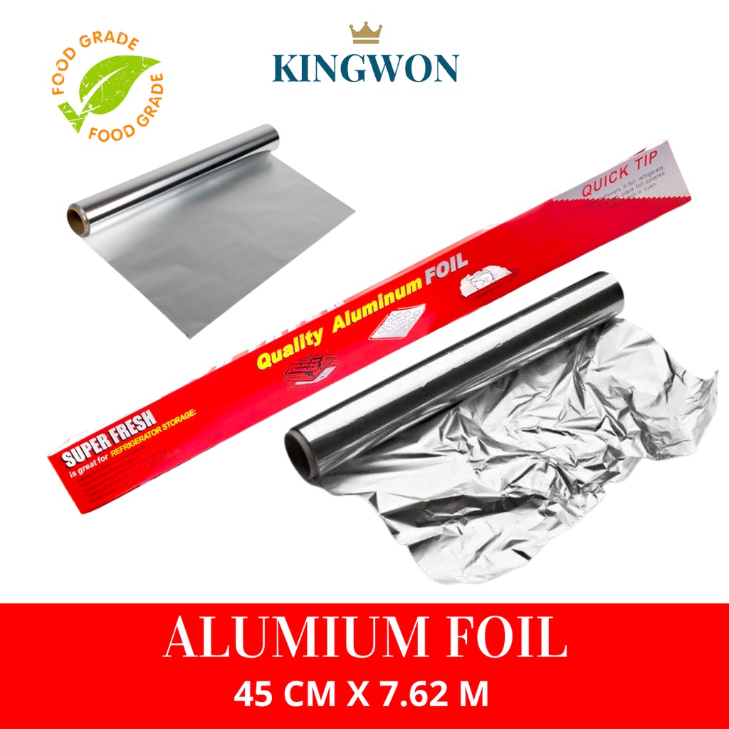 ALUMINIUM FOIL/KERTAS ALUMINIUM FOIL ROLL UNTUK MAKANAN 45CMX7.62M FOOD GRADE