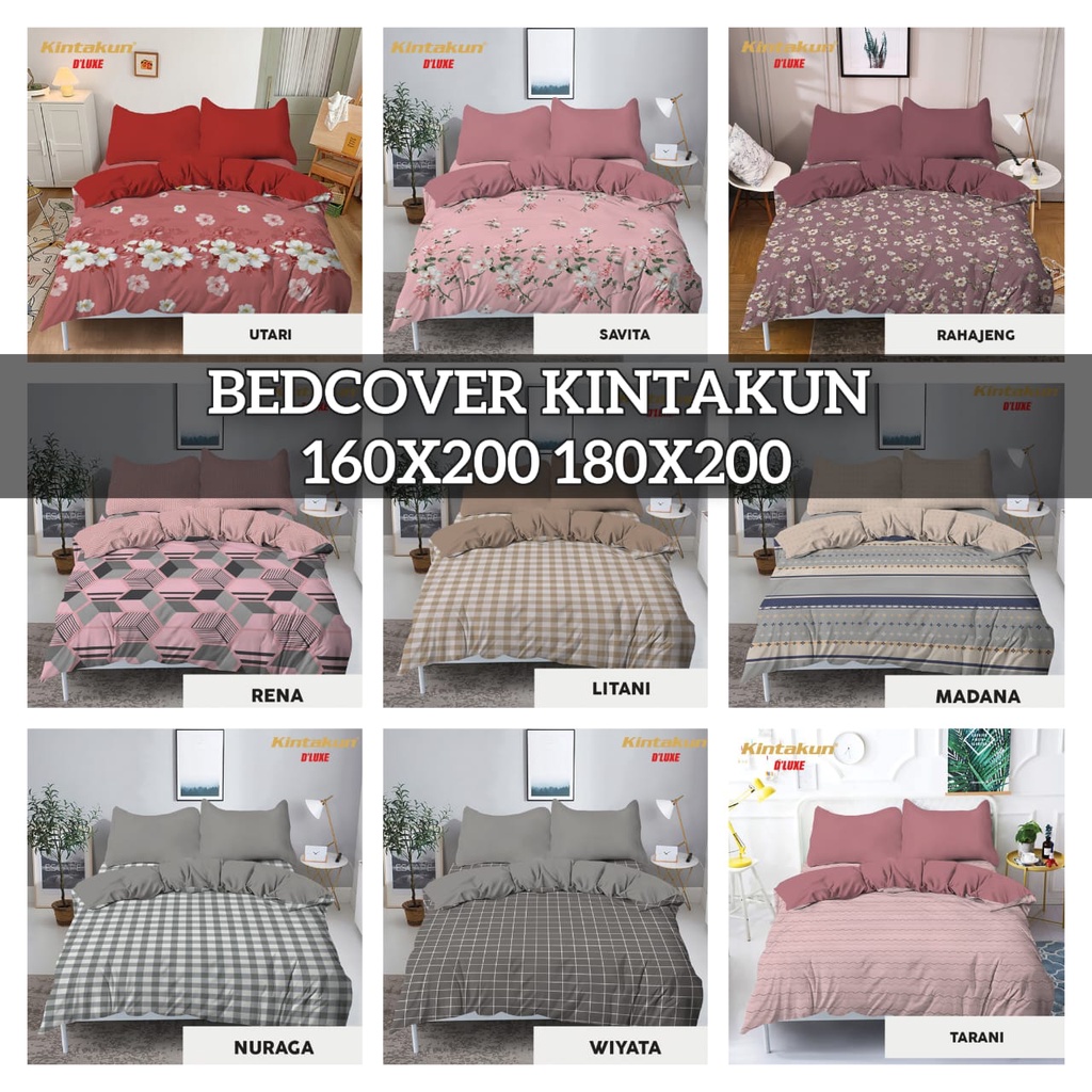 BEDCOVER KINTAKUN 160X200 180X200 QUEEN KING SIZE KINTAKUN DELUXE / BEDCOVER SET KINTAKUN